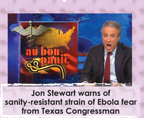 Jon Stewart warns of sanity-resistant strain of Ebola fear