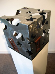 Shelter, by Bethany Quillin (steel, wood).