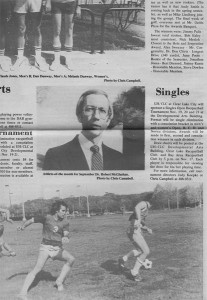An old issue of The UHCLIDIAN featuring an article about McGlashan being named the Athlete of the Month for September in 1982. 