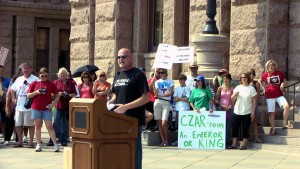 Joe Wurzelbacher, aka "Joe the Plumber," speaks at the Labor Day Tea Party in front of the Texas Capitol in Austin.