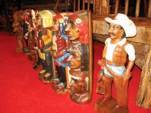 Indian statues made of wood from the Rocking Horse Depot vendor.