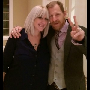 Photo: The Signal Editor Liz Davis with celebrity Lew Temple holding up the peace sign. 