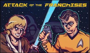 Graphic Illustration: "Attack of the Franchises" – "Star Wars" vs. "Star Trek" – Luke Skywalker faces off against Captain Kirk. Graphic created by The Signal Managing Editor Dave Silverio.
