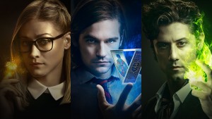 From L to R: Olivia Taylor Dudley and Alice, Jason Ralph as Quentin Coldwater, Hale Appleman as Eliot from "The Magicians." Photo courtesy of SYFY. 