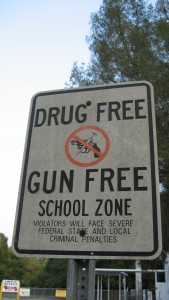 PHOTO: Drug and gun free school zone sign.