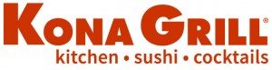 Logo for Kona Grill, which reads "Kona Grill: Kitchen • Sushi • Cocktails." Image courtesy of http://www.konagrill.com/.