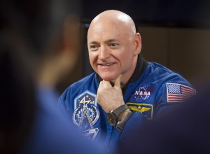 NASA astronaut Scott Kelly speaks during a press conference March 4 at Johnson Space Center in Houston. He recently returned to Earth after 340 days in space.