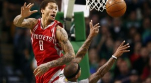 Michael Beasley, small forward for the Houston Rockets, during a game. Photo courtesy of Matt Zemek.
