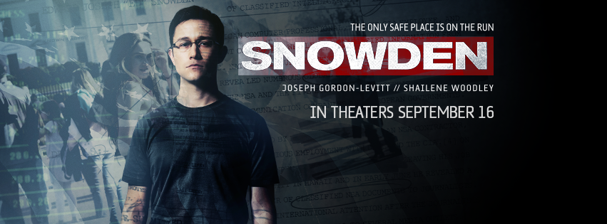 Promotional banner for "Snowden." Image courtesy of Open Road Films