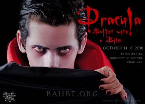 Image: Promotional image of Dracula from the Bay Area Houston Ballet and Theatre's production of "Dracula." Photo by J Pamela Photography, courtesy of BAHBT.