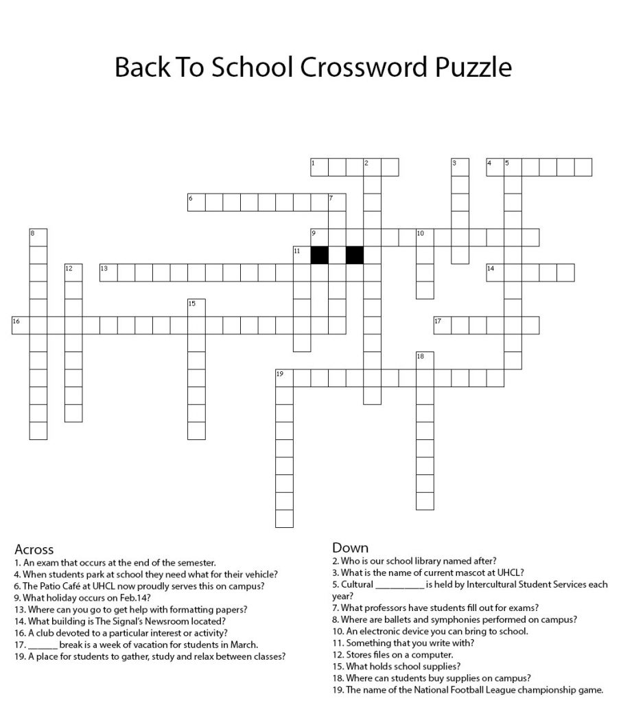 Crossword puzzle about back to school. Graphic created by the Signal Reporter Jonathan Chapa.