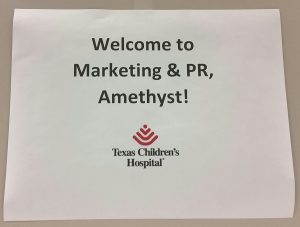 Texas Children's Hospital welcome sign. Photo courtesy of Signal Reporter Amethyst Gonzalez