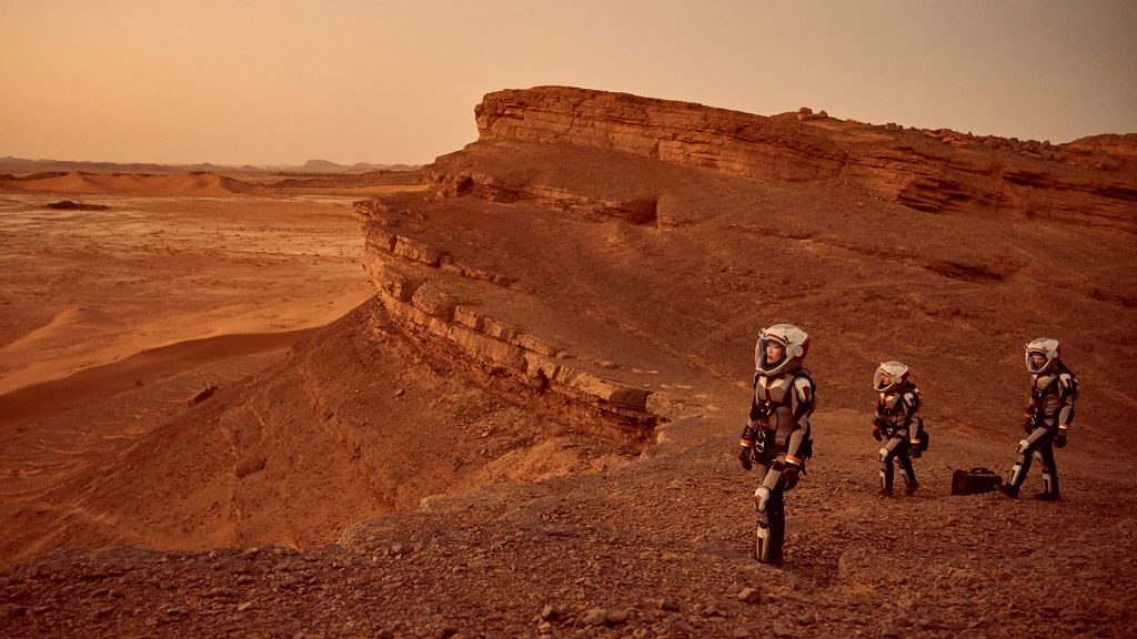 The Daedalus crew on Mars from the National Geographic Channel's TV miniseries "Mars." Photo courtesy of National Geographic Channel. 
