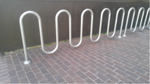 Photo of a new bicycle rack.