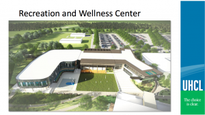 Computer image of new Recreation and Wellness Center. Image courtesy of UHCL.