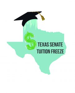 Graphic depicting potential TX Senate tuition freeze. Graphic by the Signal reporter Liz Lopez.