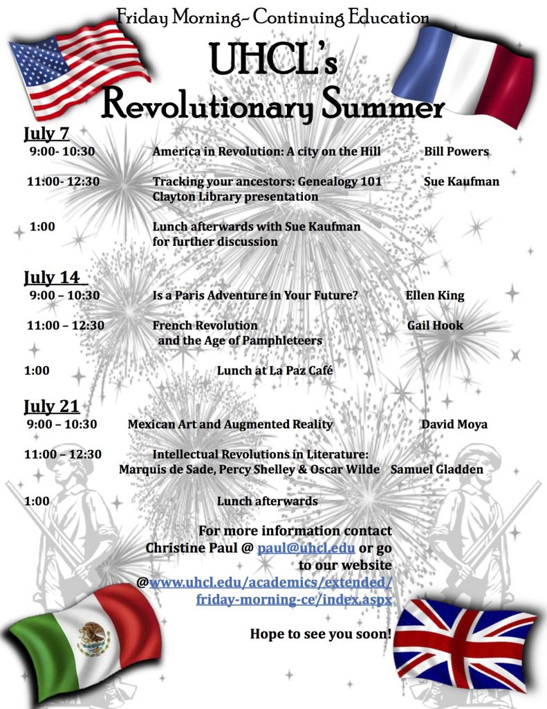 Photo: Flyer of Friday Morning Continuing Education summer schedule.