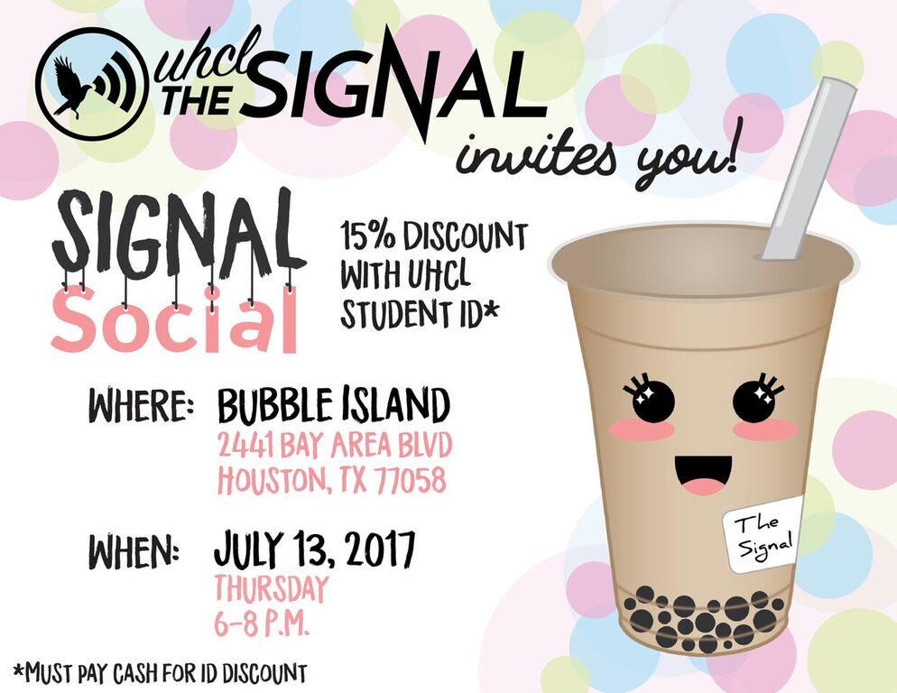 Flyer: Flyer for the Signal Social. Flyer created by online editor Krista Kamp.