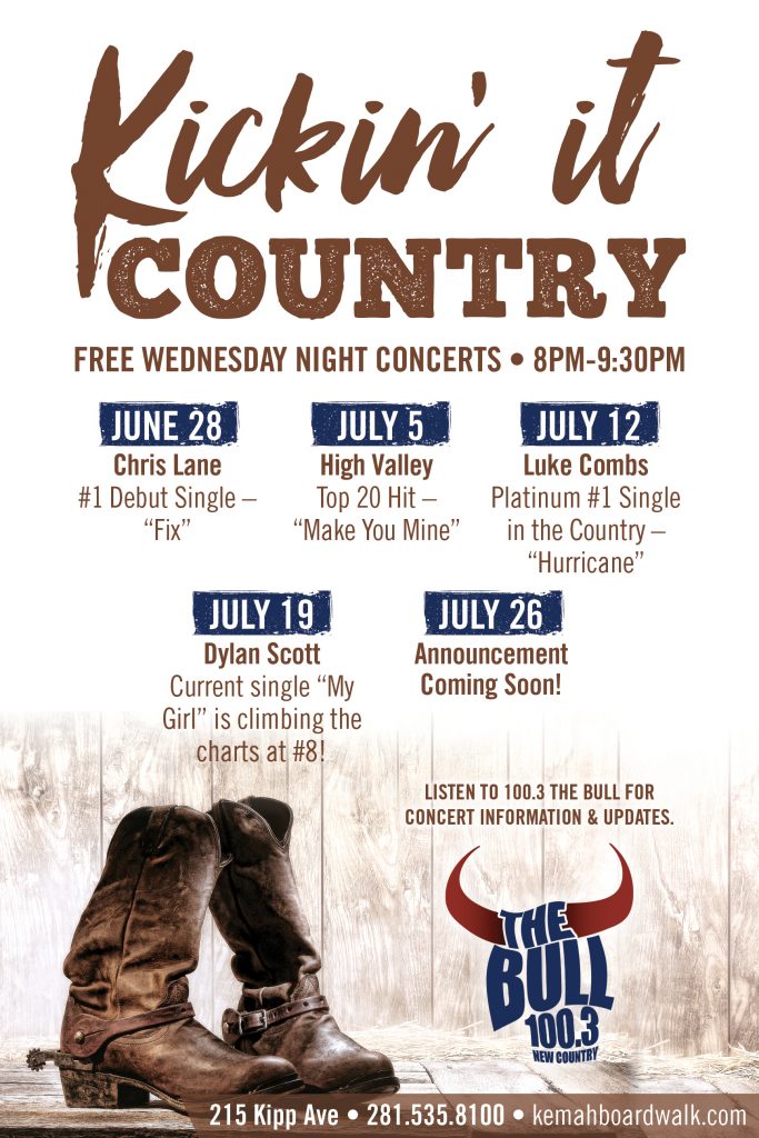 "Kickin' it Country" concert series poster. Photo courtesy of 100.3 The Bull.