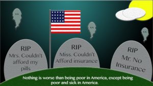 The graves of the under insured due to the lack of affordable coverage for many Americans. Graphic created by Signal reporter Ryan Crawford