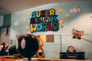 The Office of Admissions won the 2016 "Best Decorated Office" award for their theme "Super Hawk World" a catchy play on "Super Mario World" Photo credits: The Signal Archive