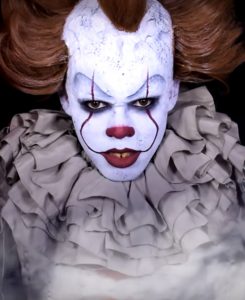 Pennywise makeup tutorial screenshot, Photo courtesy of Hansis HPStylist