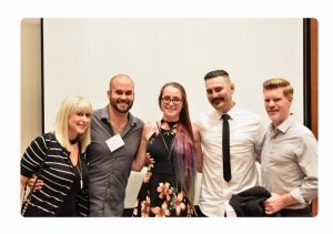 L TO R: Liz Davis, The Signal editor-in-chief; Ryan Holcomb, lead bartender at Reserve 101; Jessica Douglas, Whiskey Cake employee; Justin French, ; Mike Raymond, owner/operator Reserve 101; at Whiskies of the World 2017. Photo courtesy of Robert B. Ochoa, RBO Photography.