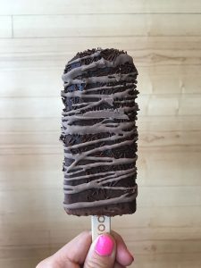 In this image, there is the Pop Bar's Chocolate Fudge gelato bar.