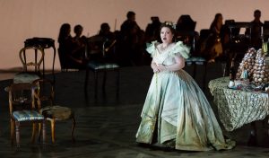 Violetta, played by Albina Shagimuratova, at HGO's performance of Verdi's La Traviata. Photo courtesy of Houston Press.