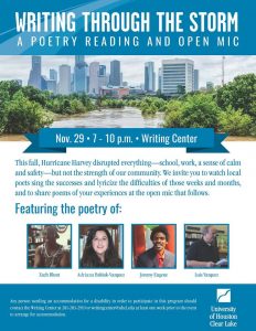 Flyer for The Writing Center's poetry night. Photo courtesy of The Writing Center.