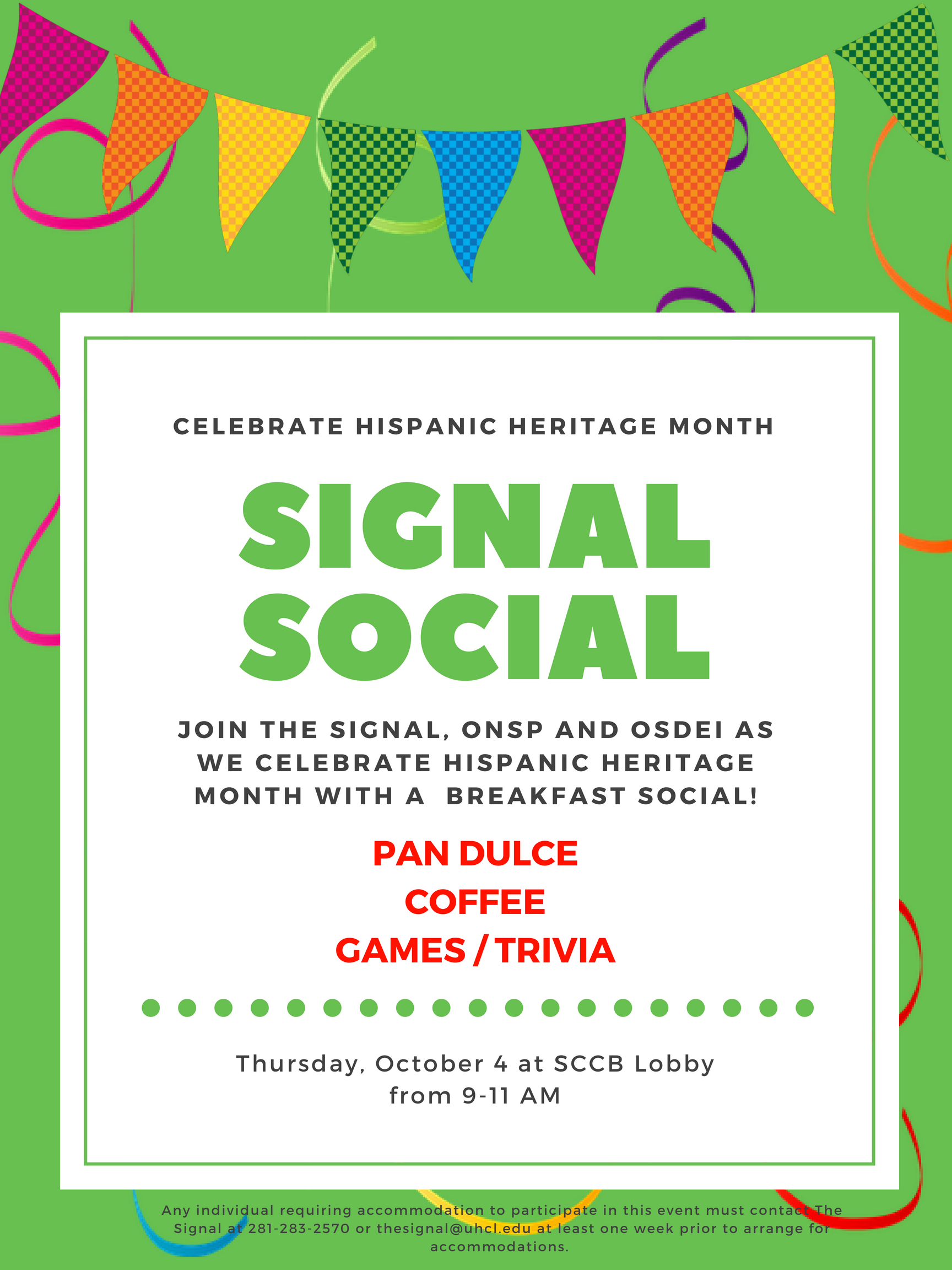 PHOTO: A flyer of "Signal Social." Graphic created by The Signal Audience Engagement Editor Katherine Rodriguez.