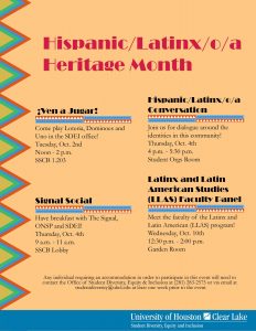 PHOTO: Hispanic Heritage Month flyer. Courtesy of Office of Student Diversity