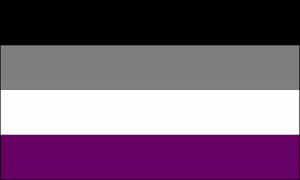 GRAPHIC: The asexual pride flag is black, gray, white and purple. The black represents asexuality, gray is gray-asexuality and demisexuality, white is non-asexual partners and allies, and the purple represents community. Photo courtesy of asexualityarchive.com.