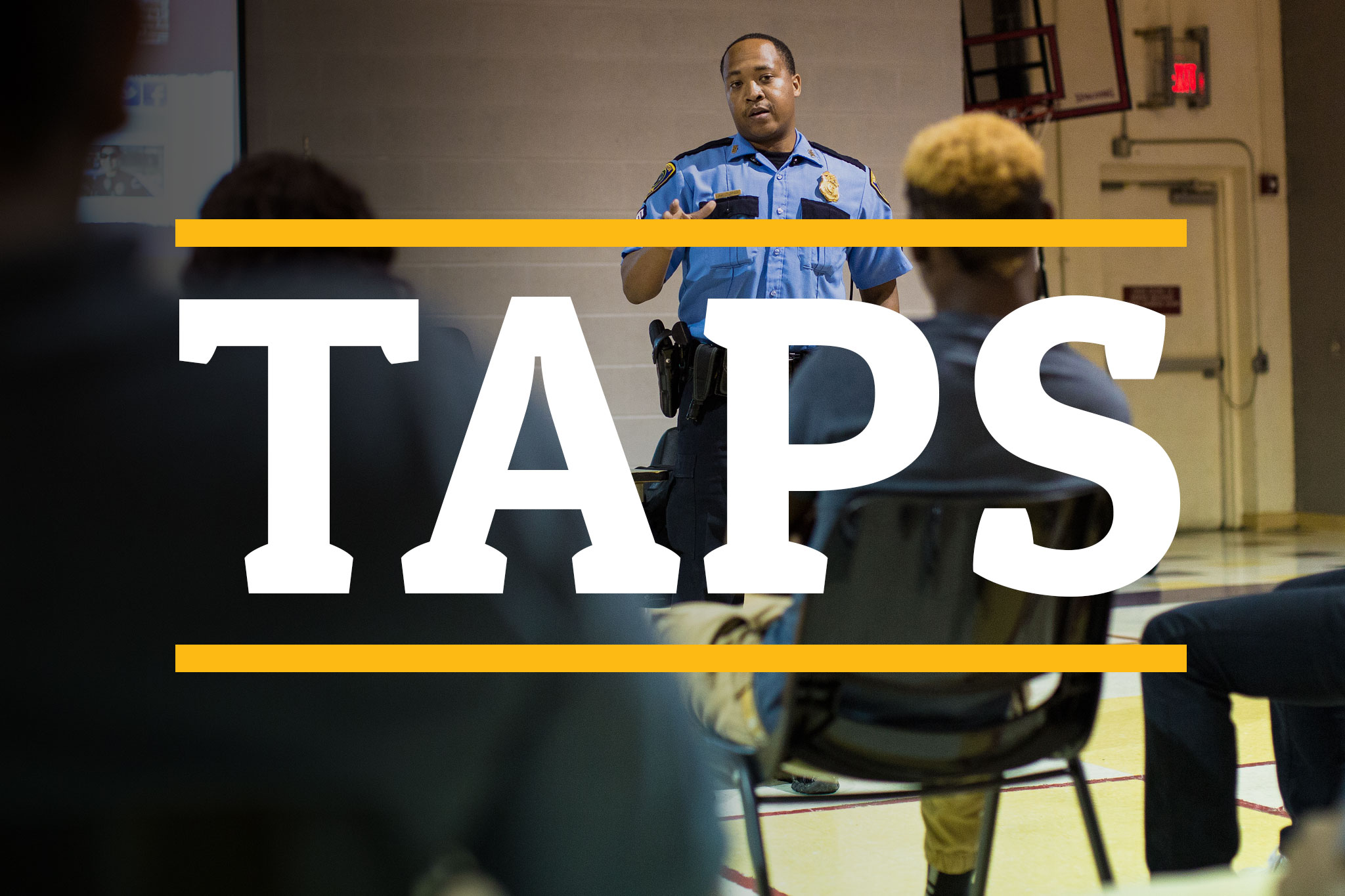 Promotional Image: In 2012, UHCL Professor of Criminology Everett Penn and Houston Police Department Assistant Chief Brian Lumpkin founded the Teen and Police Service Academy (TAPS) to bridge the divide between at-risk youth and law enforcement. Nearly three years later, the program has expanded to cities around the nation and in other countries, changing lives along the way. The image links to https://uhclthesignal.com/wordpress/tapspage/ - the special topic page examining TAPS. Photo by The Signal reporter Travis Pennington.