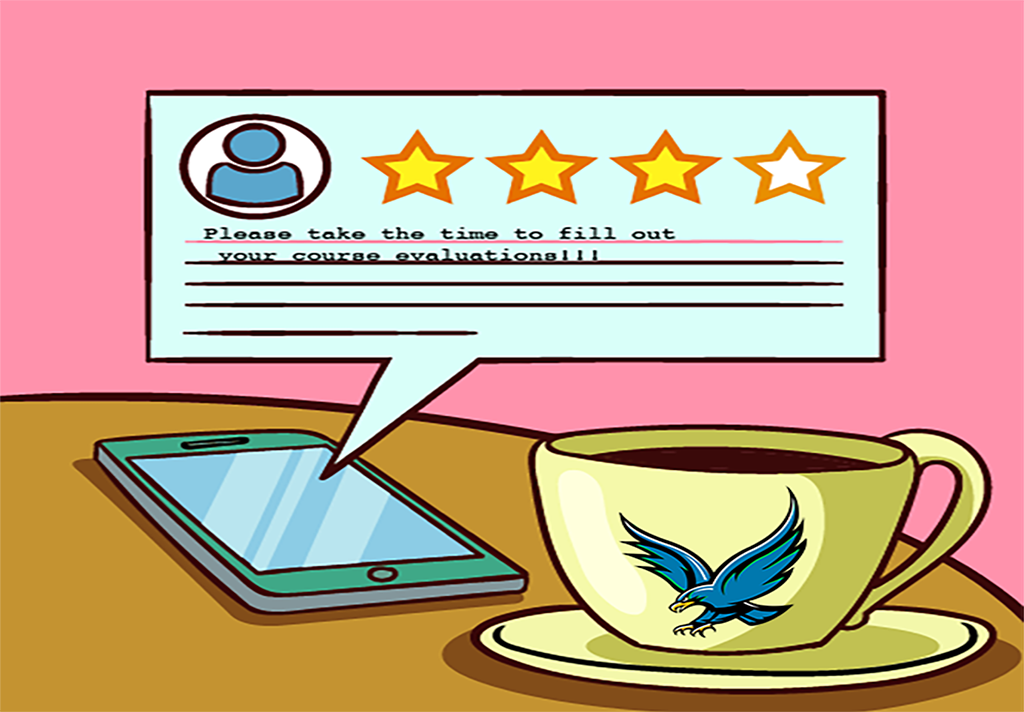 PHOTO: image of a course evaluation on a phone at UHCL