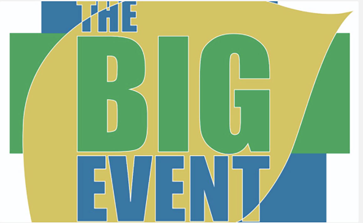 GRAPHIC: Logo for The Big Event features the words "The Big Event" in gold, blue and green. Graphic courtesy of UHCL Student Life